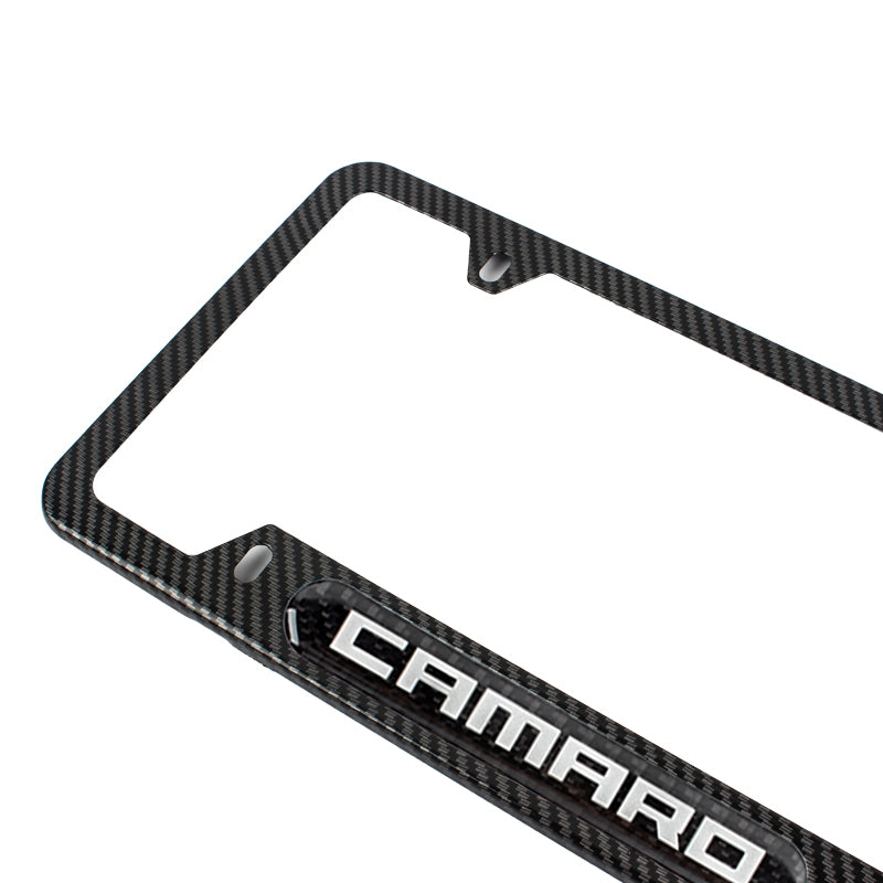 Brand New Universal 1PCS Camaro Carbon Fiber Look Metal License Plate Frame