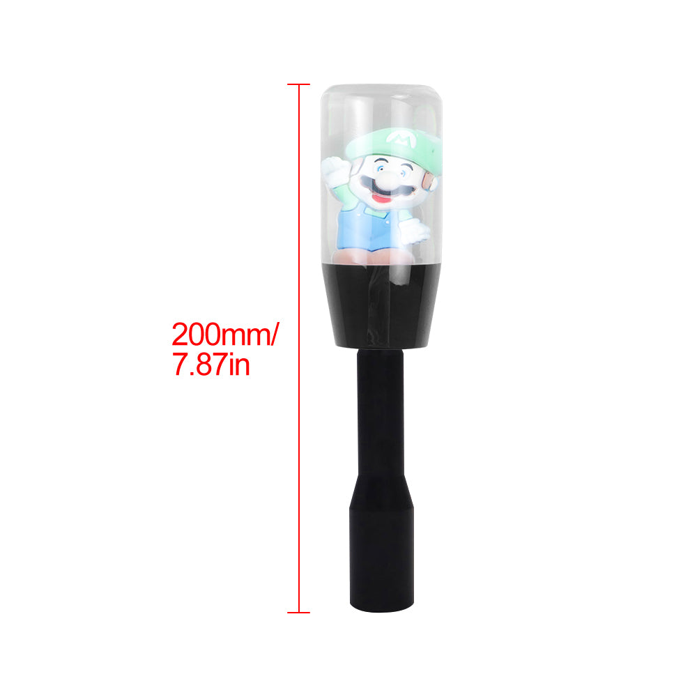 Brand New Universal Acrylic Clear Crystal Super Mario Bros Luigi Manuel Gear Stick Shift Knob M8 M10 M12 & Black Shifter Extender Extension