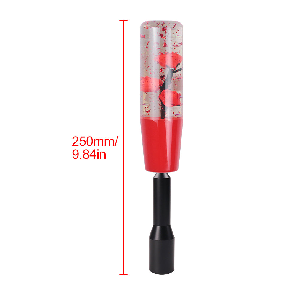 Brand New JDM Glitter Red Rose Flowers Manuel Gear Stick Shift Knob M8 M10 M12 & Black Shifter Extender Extension