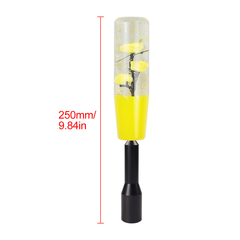 Brand New JDM Glitter Yellow Rose Flowers Manuel Gear Stick Shift Knob M8 M10 M12 & Black Shifter Extender Extension