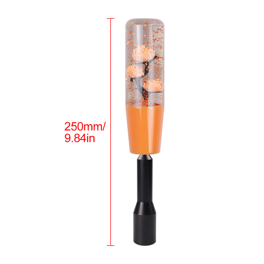 Brand New JDM Glitter Orange Rose Flowers Manuel Gear Stick Shift Knob M8 M10 M12 & Black Shifter Extender Extension