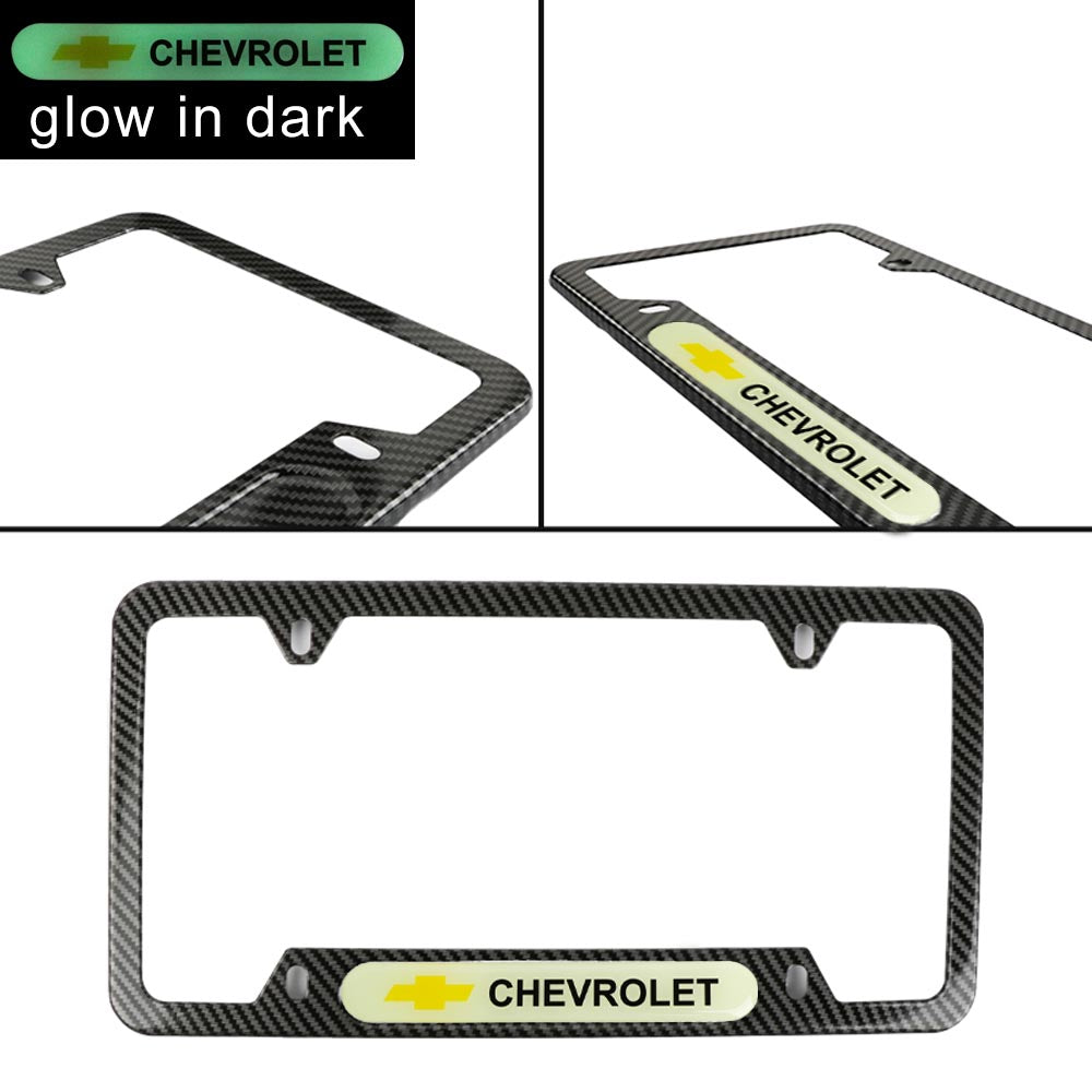 Brand New Universal 1PCS Chevrolet Carbon Fiber Style Metal License Plate Frame