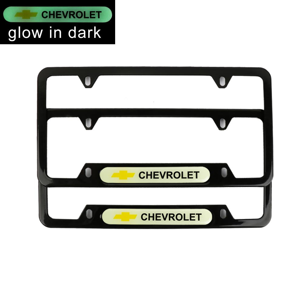 Brand New Universal 2PCS CHEVROLET Black Metal License Plate Frame