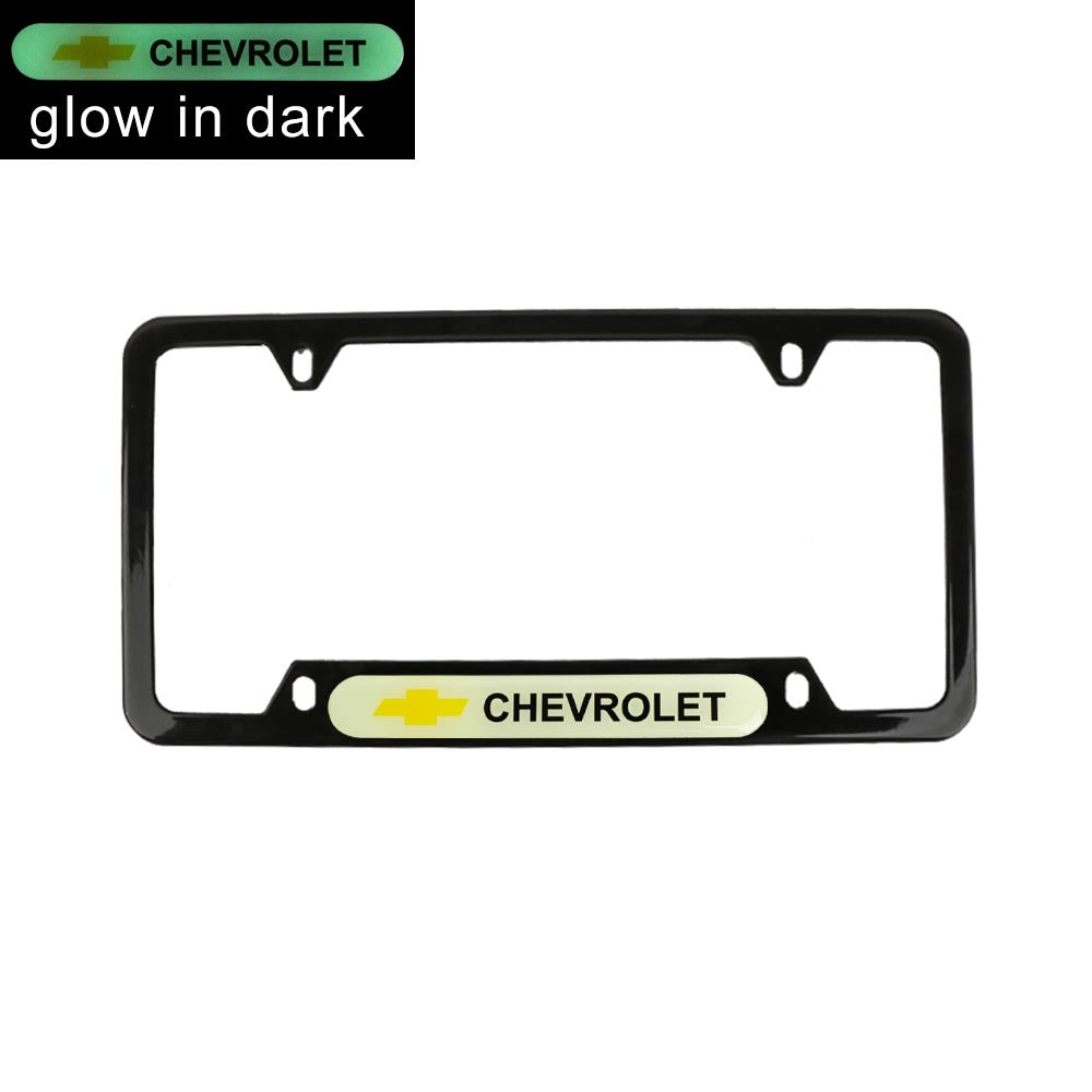 Brand New Universal 2PCS CHEVROLET Black Metal License Plate Frame