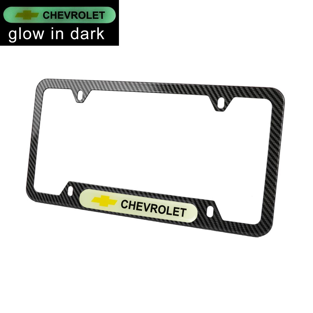 Brand New Universal 2PCS Chevrolet Carbon Fiber Style Metal License Plate Frame