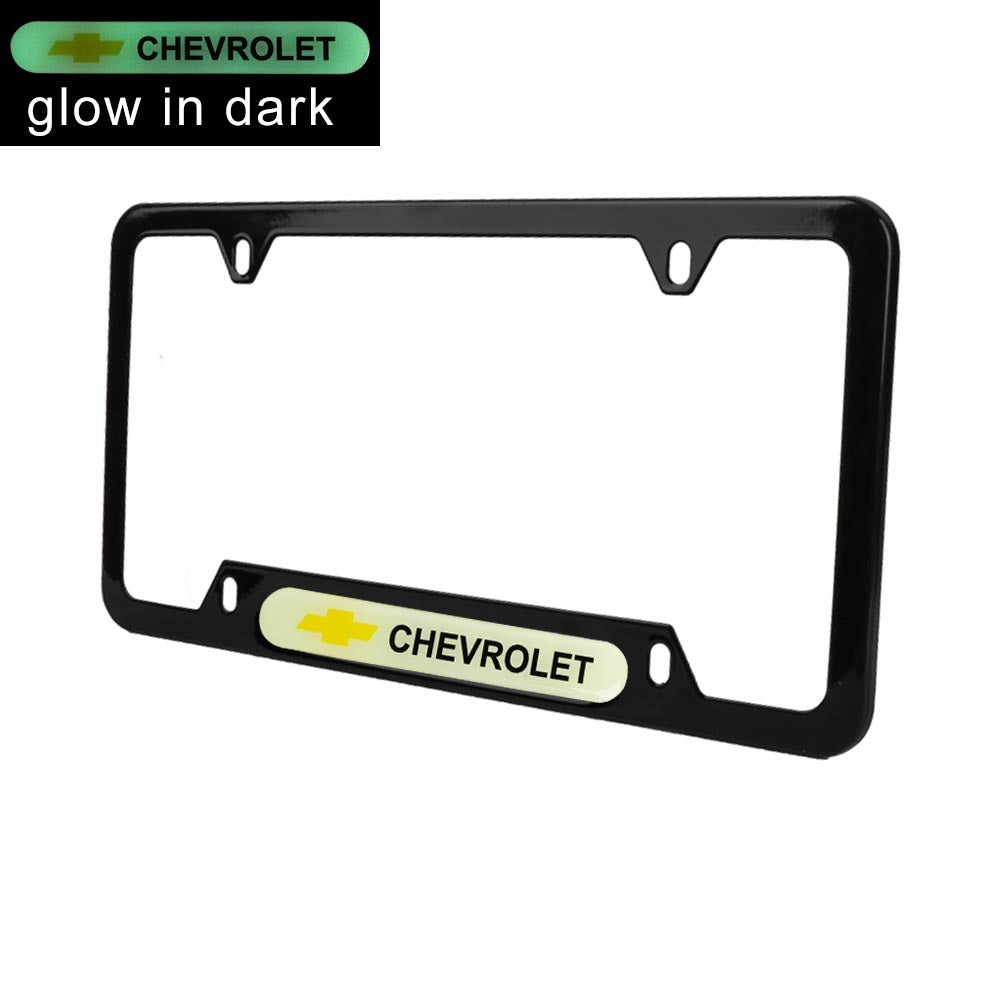 Brand New Universal 2PCS CHEVROLET Black Metal License Plate Frame