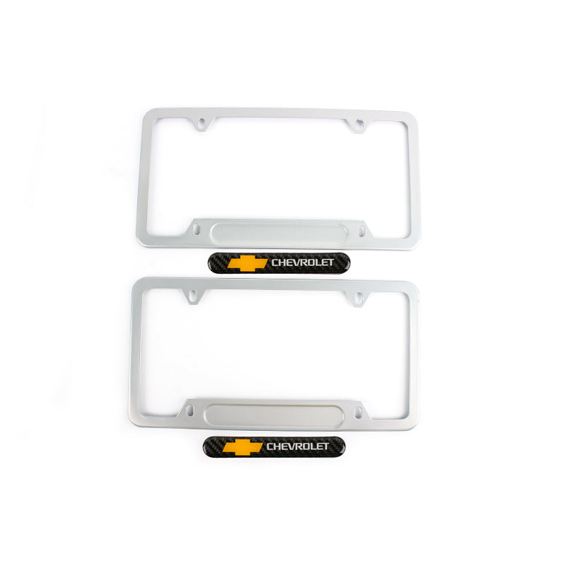 Brand New Universal 2PCS CHEVROLET Silver Metal License Plate Frame