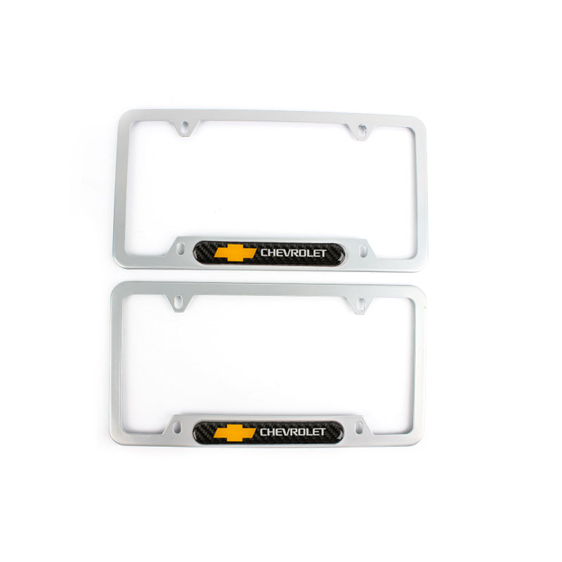 Brand New Universal 2PCS CHEVROLET Silver Metal License Plate Frame