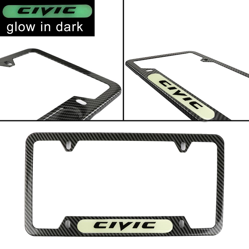 Brand New Universal 1PCS HONDA CIVIC Carbon Fiber Style Metal License Plate Frame