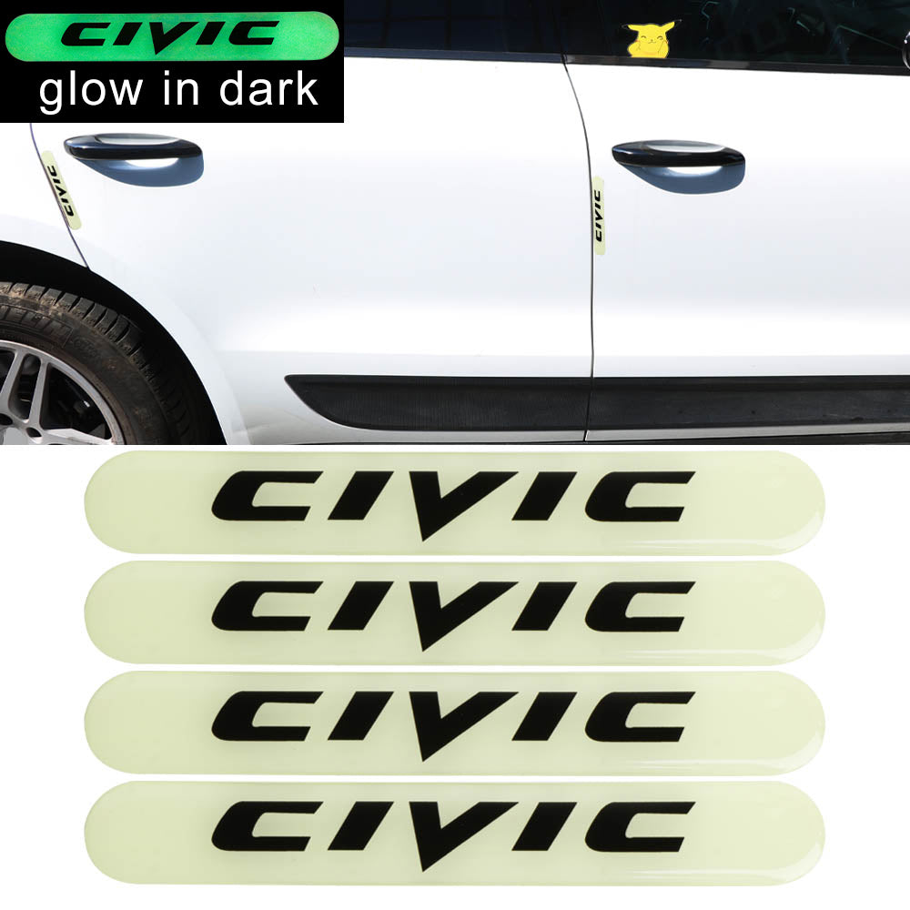 Brand New 4PCS HONDA CIVIC Glows in Dark Green Car Trunk Side Fenders Door Badge Scratch Guard Sticker