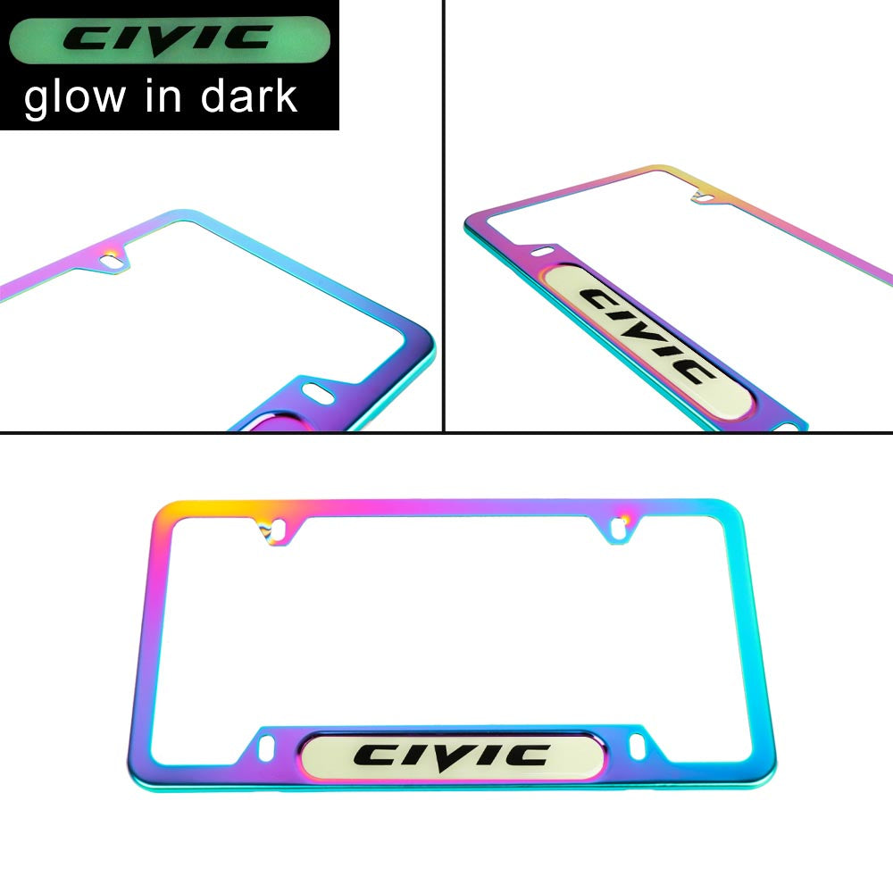 Brand New Universal 1PCS HONDA CIVIC Neo Chrome Metal License Plate Frame