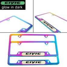 Load image into Gallery viewer, Brand New Universal 2PCS HONDA CIVIC Neo Chrome Metal License Plate Frame