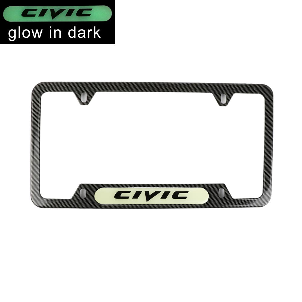 Brand New Universal 1PCS HONDA CIVIC Carbon Fiber Style Metal License Plate Frame