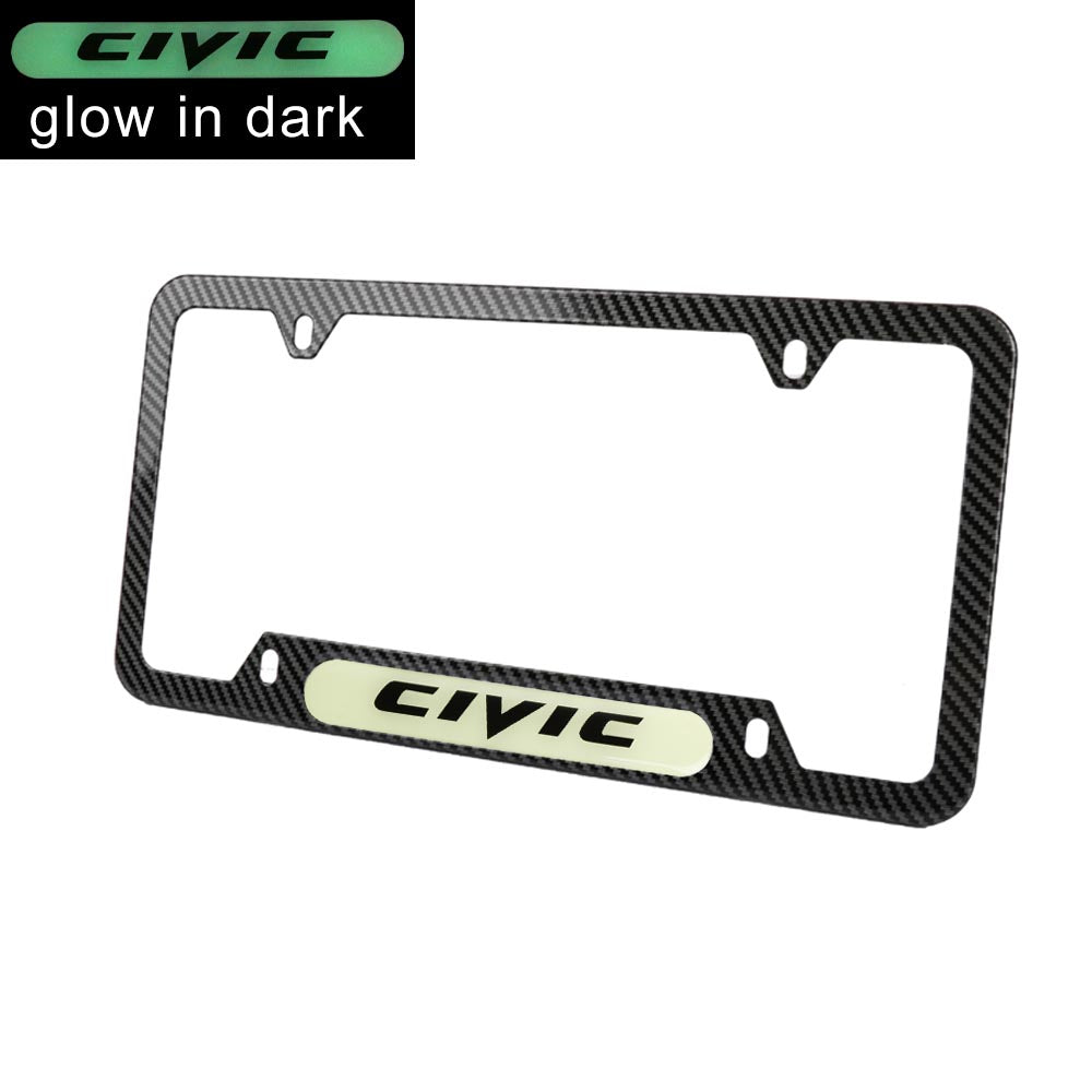 Brand New Universal 1PCS HONDA CIVIC Carbon Fiber Style Metal License Plate Frame