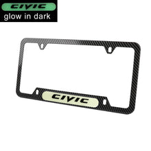 Load image into Gallery viewer, Brand New Universal 1PCS HONDA CIVIC Carbon Fiber Style Metal License Plate Frame