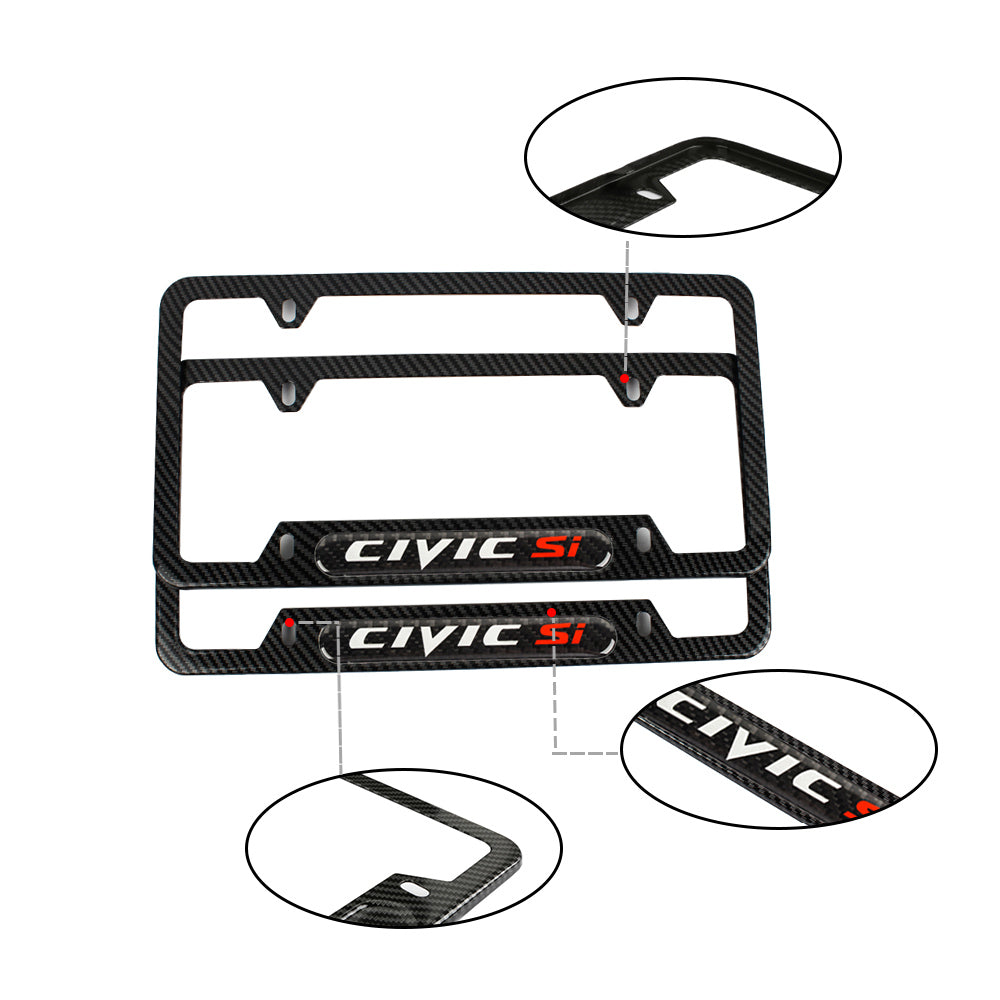 Brand New Universal 1PCS HONDA CIVIC SI Carbon Fiber Look Metal License Plate Frame