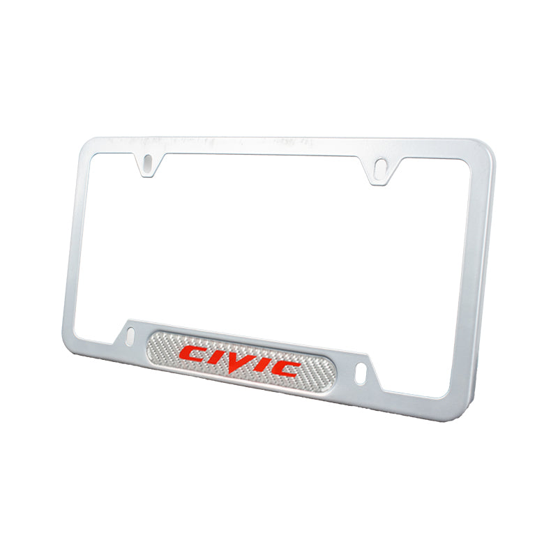 Brand New Universal 1PCS Civic Silver Metal License Plate Frame