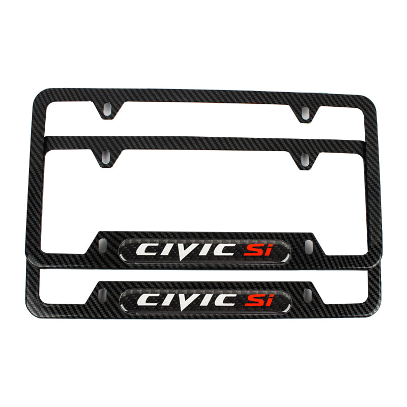 Brand New Universal 1PCS HONDA CIVIC SI Carbon Fiber Look Metal License Plate Frame