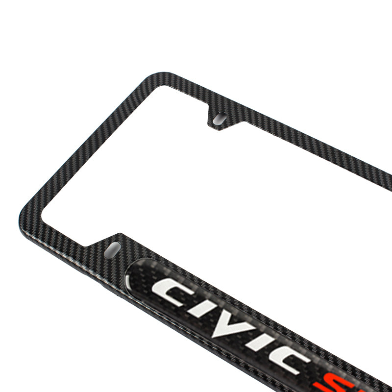 Brand New Universal 2PCS HONDA CIVIC SI Carbon Fiber Look Metal License Plate Frame