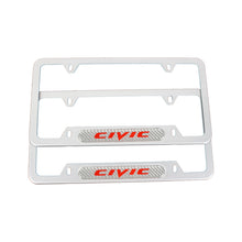 Load image into Gallery viewer, Brand New Universal 2PCS Civic Silver Metal License Plate Frame