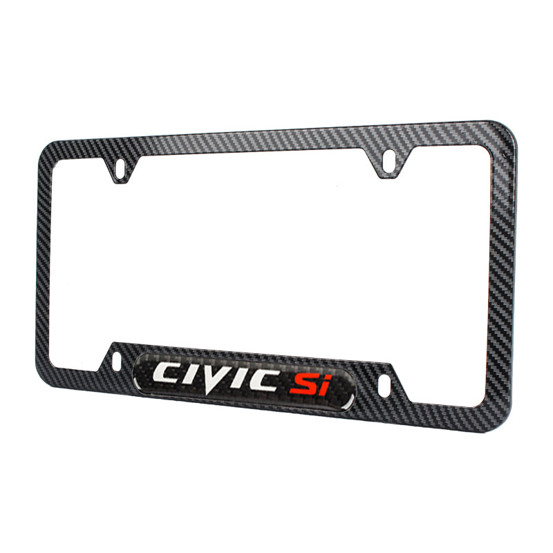 Brand New Universal 2PCS HONDA CIVIC SI Carbon Fiber Look Metal License Plate Frame