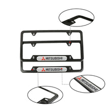 Load image into Gallery viewer, Brand New Universal 2PCS MITSUBISHI Carbon Fiber Look Metal License Plate Frame