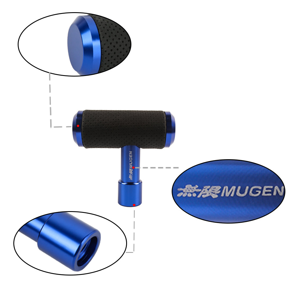 Brand New Universal MUGEN BLUE Aircraft Joystick Aluminum Leather Car Gear Shift Knob Shifter Lever Head M8 M10 M12