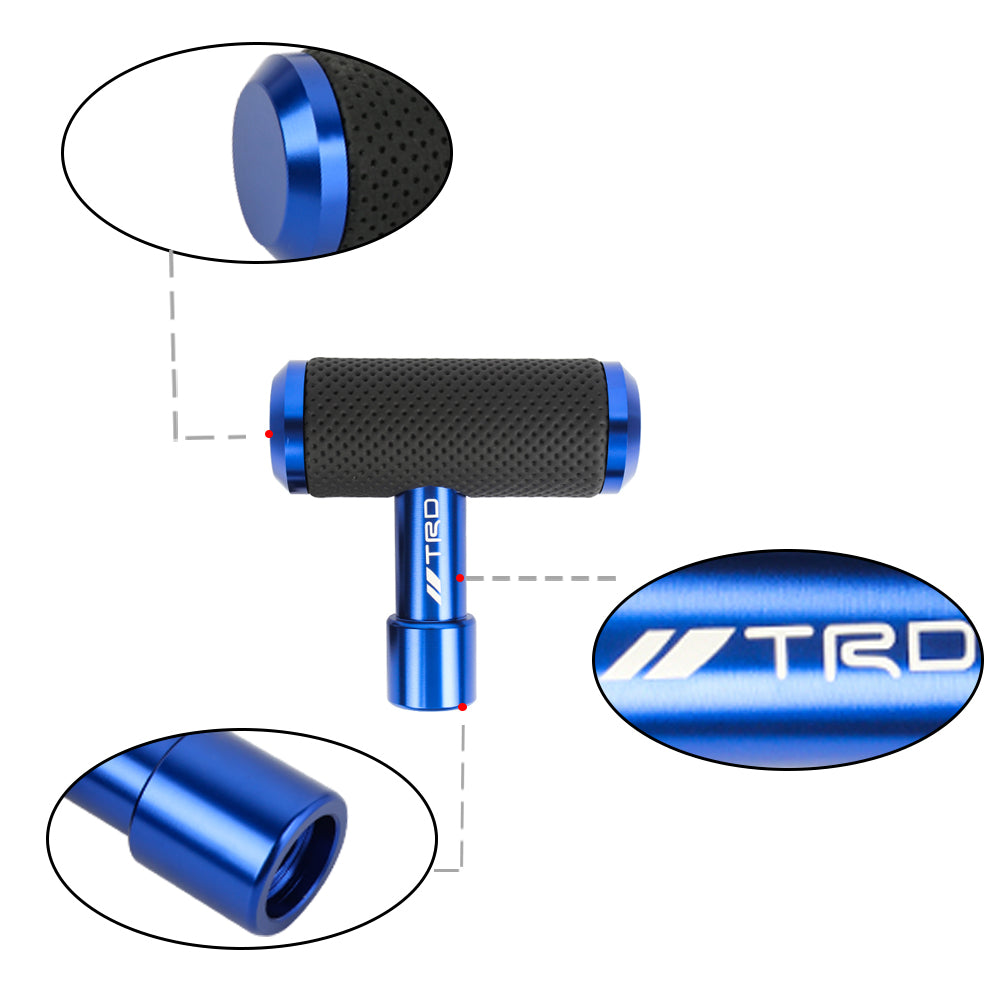 Brand New Universal TRD BLUE Aircraft Joystick Aluminum Leather Car Gear Shift Knob Shifter Lever Head M8 M10 M12