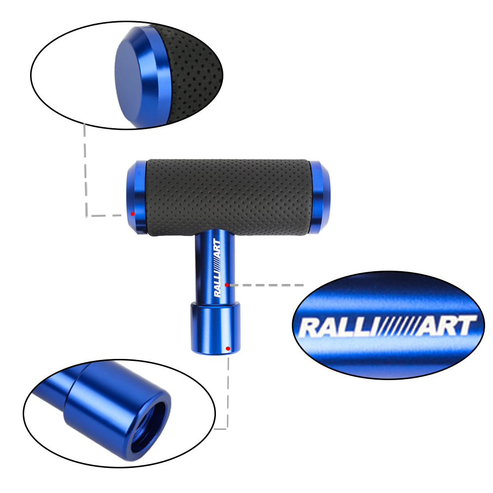 BRAND NEW RALLIART BLUE Leather Car Shift Knob Aircraft Joystick Transmission Racing Gear M8 M10 M12