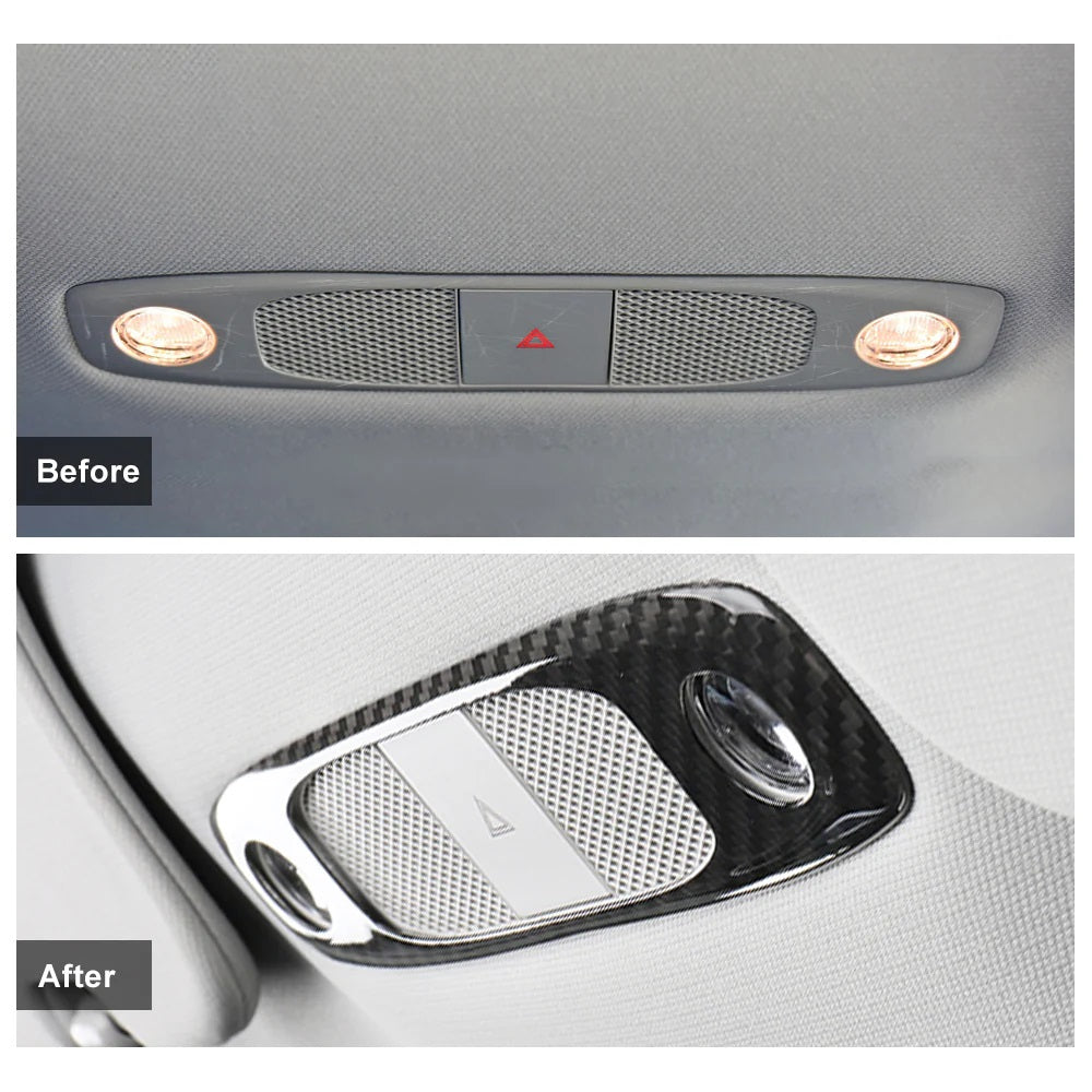 BRAND NEW 2020-2024 TESLA MODEL Y REAL CARBON FIBER MOLDED READING LIGHT COVER TRIM INTERIOR DECORATION COVER