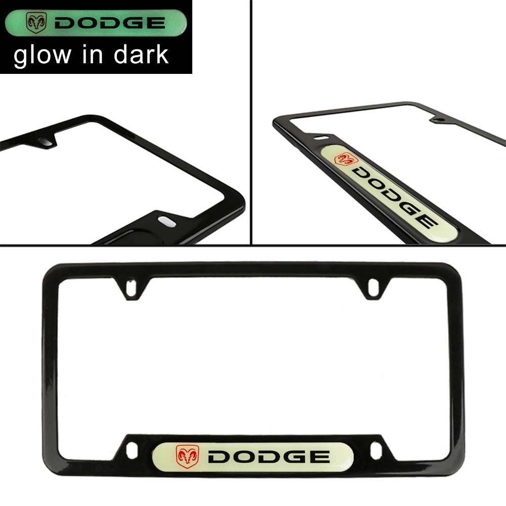 Brand New Universal 1PCS DODGE Black Metal License Plate Frame