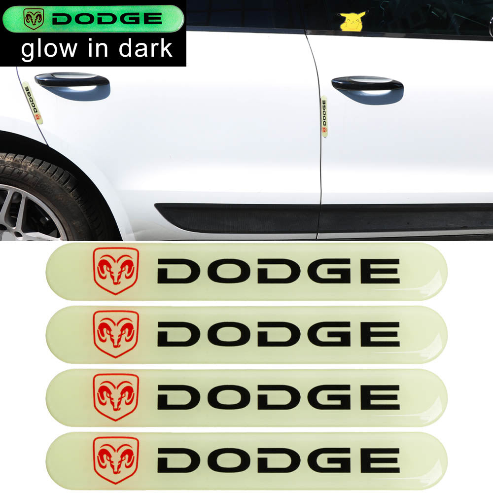 Brand New 4PCS DODGE Glows in Dark Green Car Trunk Side Fenders Door Badge Scratch Guard Sticker