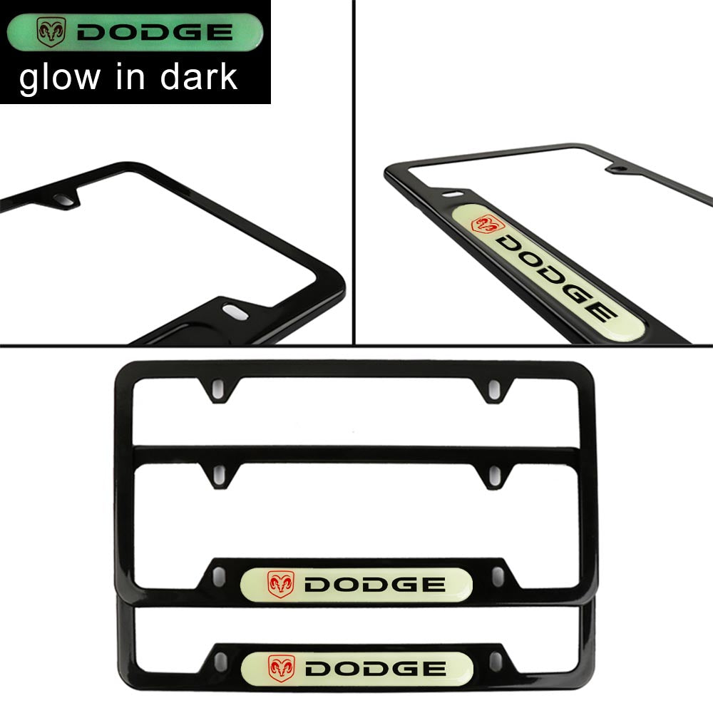 Brand New Universal 2PCS DODGE Black Metal License Plate Frame