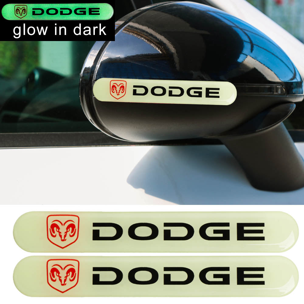 Brand New 2PCS DODGE Glows in Dark Green Car Trunk Side Fenders Door Badge Scratch Guard Sticker