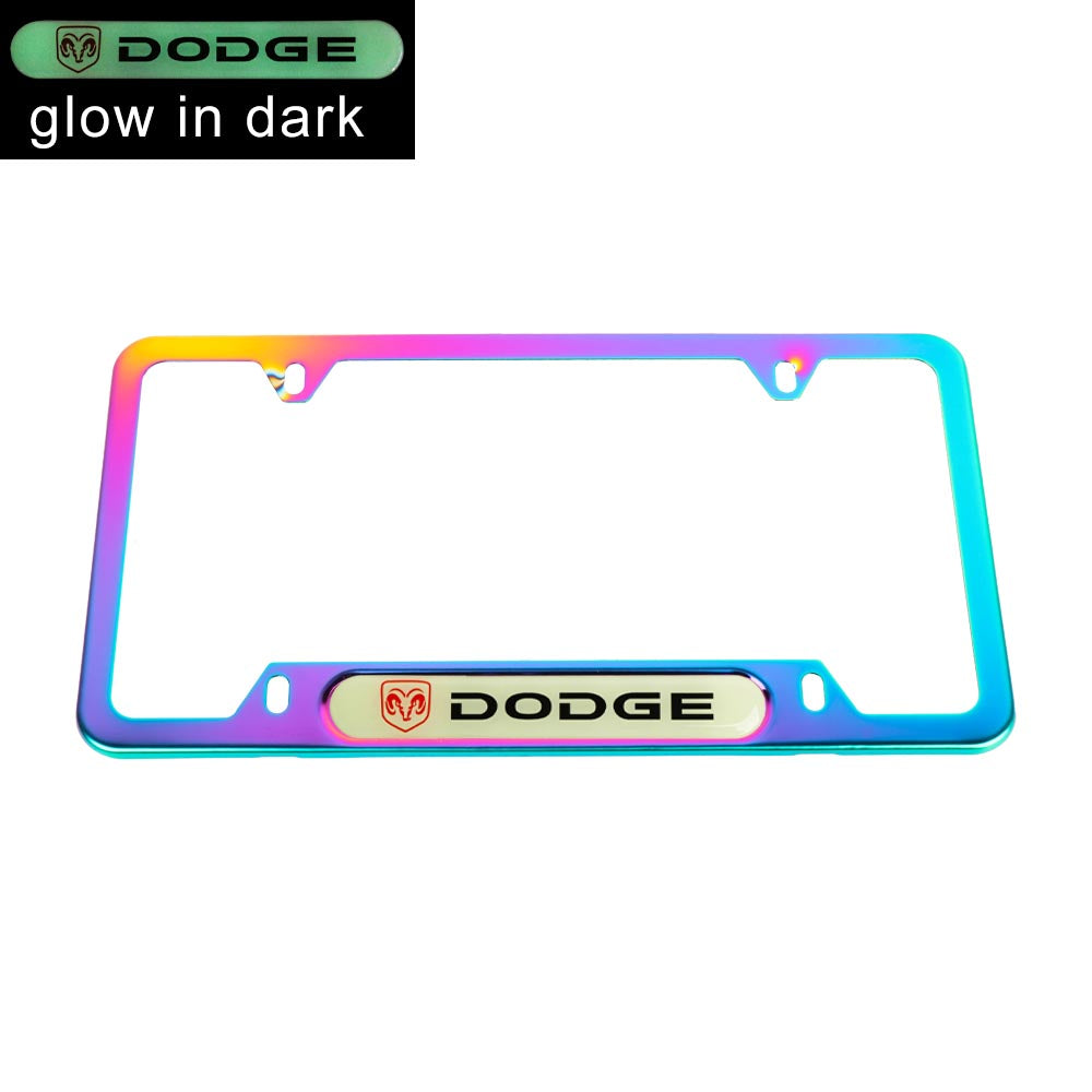 Brand New Universal 1PCS DODGE Neo Chrome Metal License Plate Frame