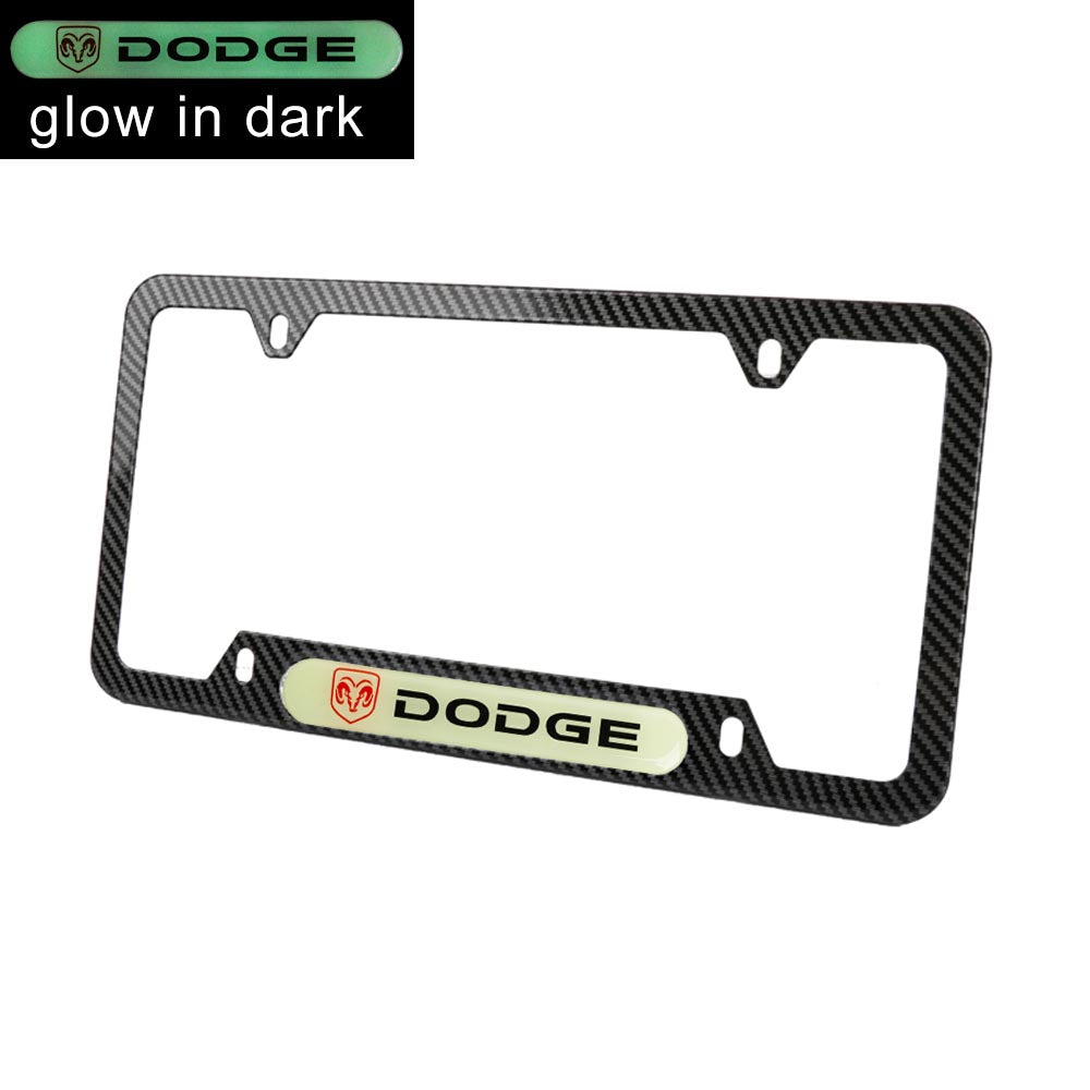 Brand New Universal 1PCS Dodge Carbon Fiber Style Metal License Plate Frame