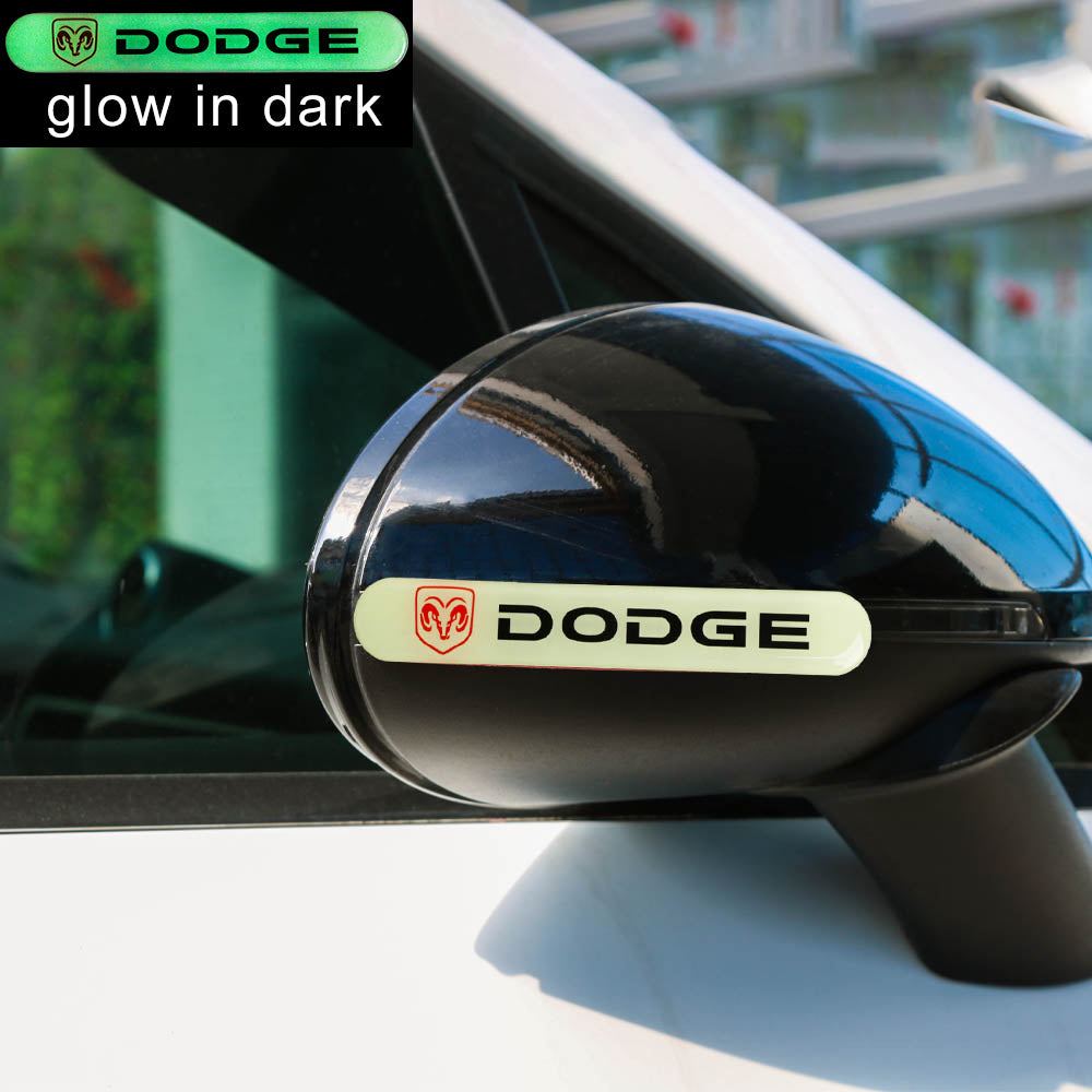 Brand New 2PCS DODGE Glows in Dark Green Car Trunk Side Fenders Door Badge Scratch Guard Sticker