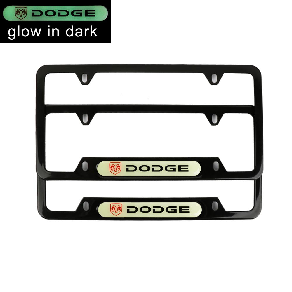 Brand New Universal 2PCS DODGE Black Metal License Plate Frame