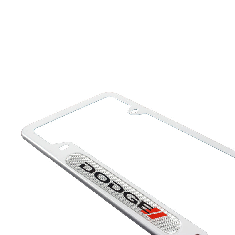 Brand New Universal 2PCS Dodge Silver Metal License Plate Frame