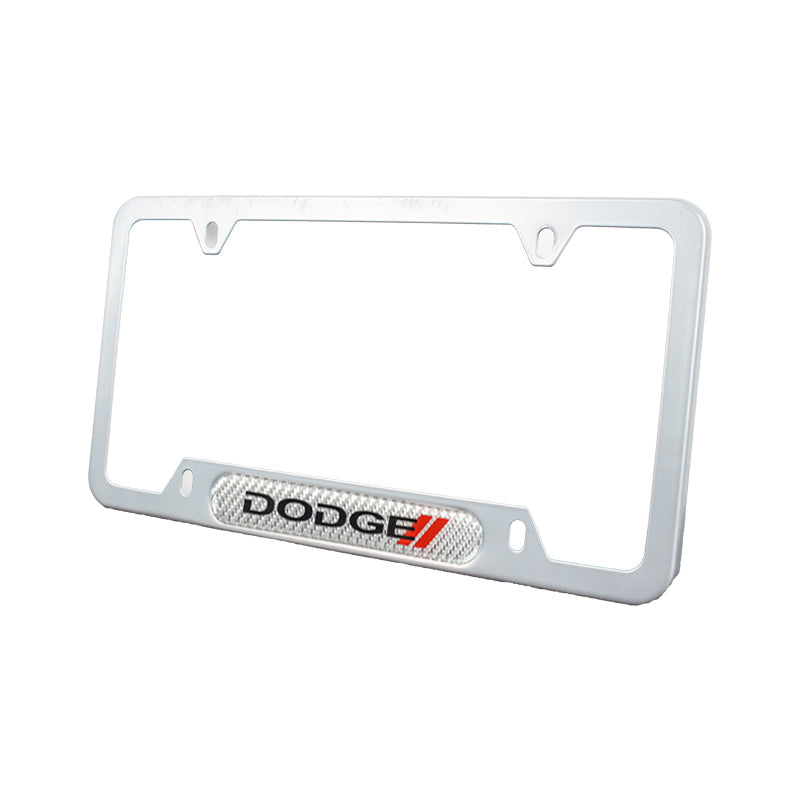 Brand New Universal 2PCS Dodge Silver Metal License Plate Frame