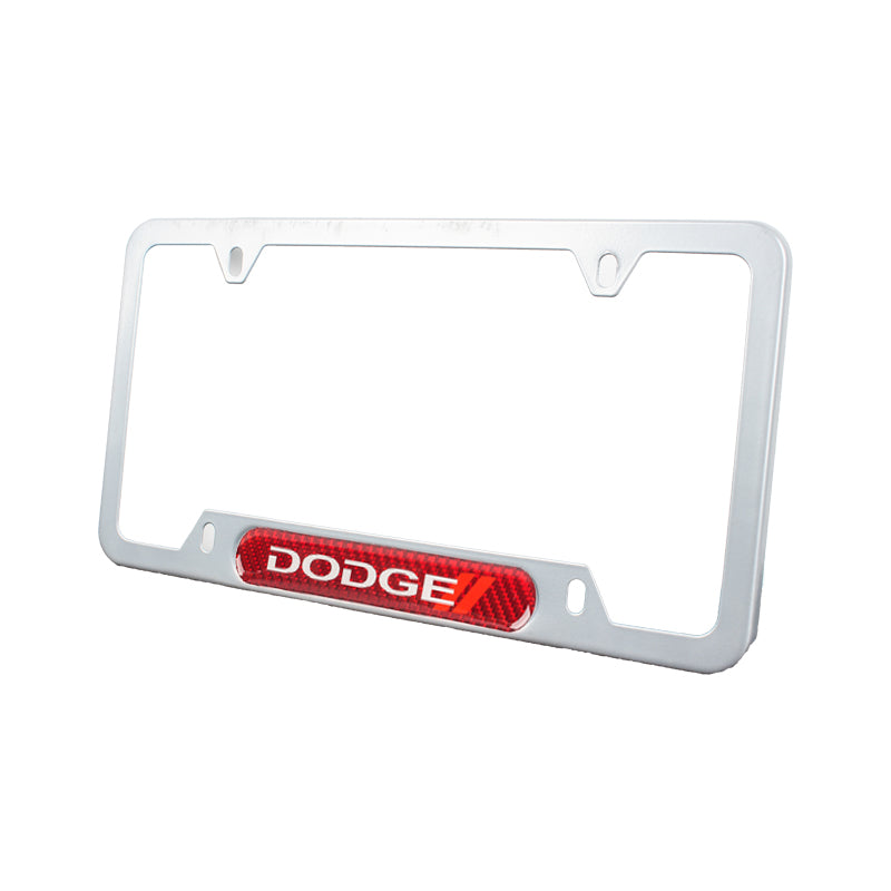 Brand New Universal 1PCS Dodge Silver Metal License Plate Frame