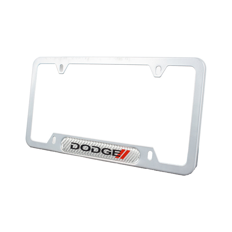 Brand New Universal 1PCS Dodge Silver Metal License Plate Frame