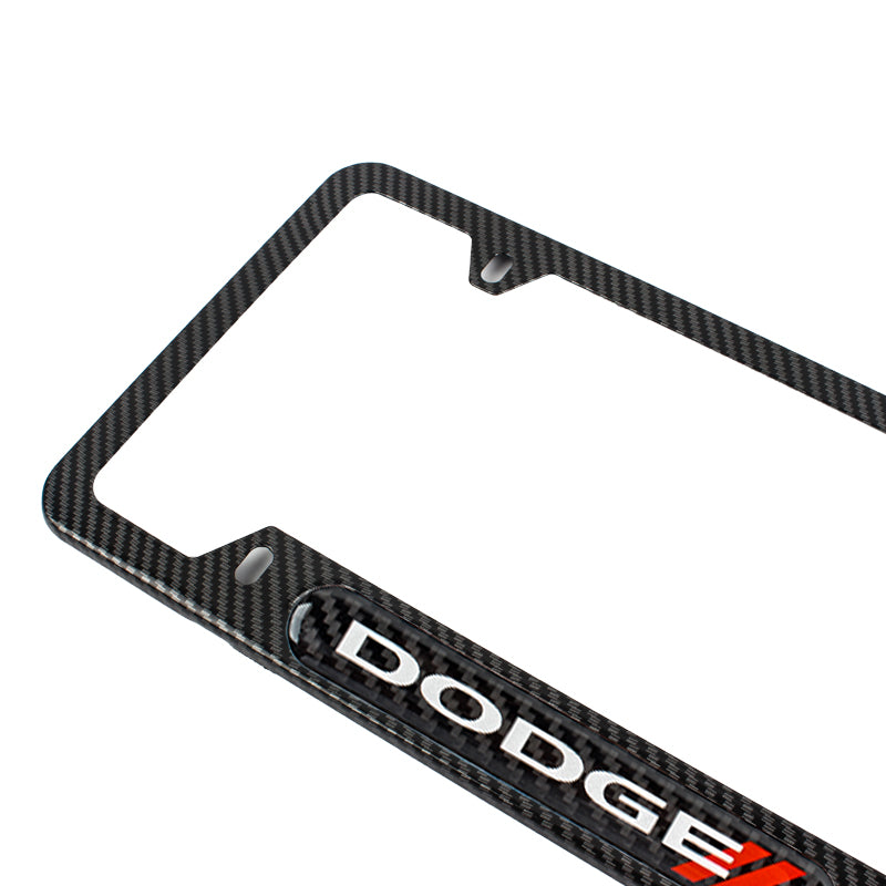 Brand New Universal 1PCS Dodge Carbon Fiber Look Metal License Plate Frame