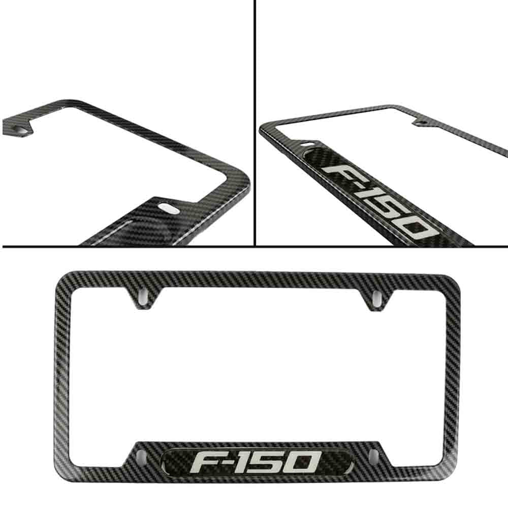 Brand New Universal 1PCS F-150 Carbon Fiber Look Metal License Plate Frame