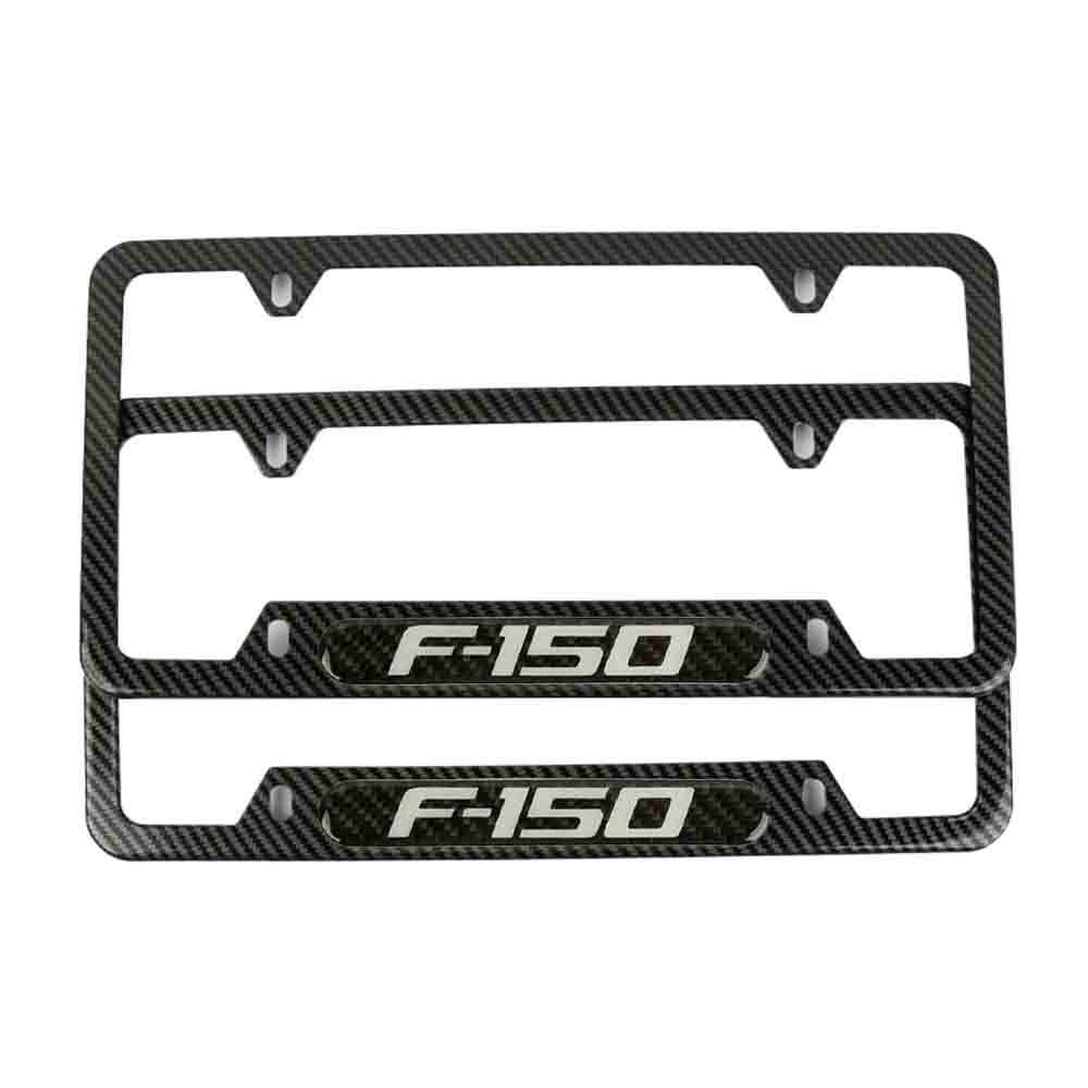 Brand New Universal 2PCS F-150 Carbon Fiber Look Metal License Plate Frame