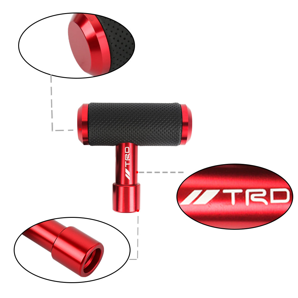 Brand New Universal TRD RED Aircraft Joystick Aluminum Leather Car Gear Shift Knob Shifter Lever Head M8 M10 M12