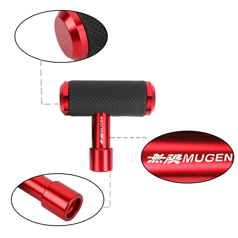 Brand New Universal MUGEN RED Aircraft Joystick Aluminum Leather Car Gear Shift Knob Shifter Lever Head M8 M10 M12