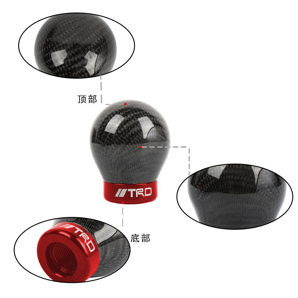 Brand New TRD Universal Real Carbon Fiber Round Ball Manual Car Racing Gear Shift Knob Shifter M12 M10 M8