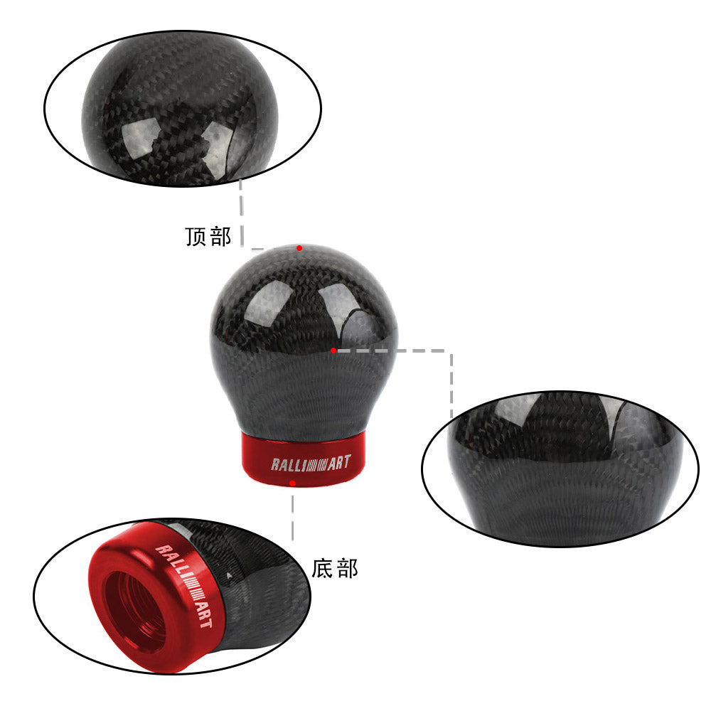 Brand New Ralliart Universal Real Carbon Fiber Round Ball Manual Car Racing Gear Shift Knob Shifter M12 M10 M8