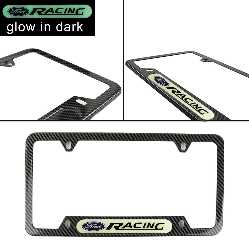 Brand New Universal 1PCS Ford Racing Carbon Fiber Style Metal License Plate Frame